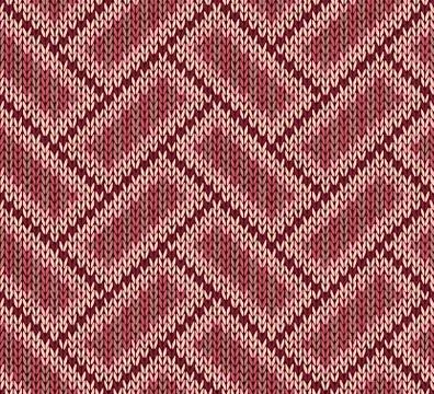 Style Seamless Brown Red Pink Color Knitted Pattern Illustrazione stock