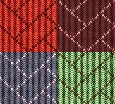 Style Seamless Brown Set Knitted Pattern Stock Illustration