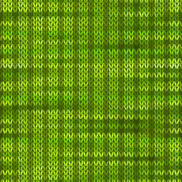 Style Seamless Knitted Melange Pattern. Green Color Vector Illus Stock Illustration