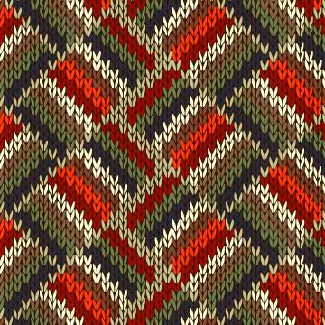 Style seamless knitted pattern. red blue green white orange color illustratio Stock Illustration