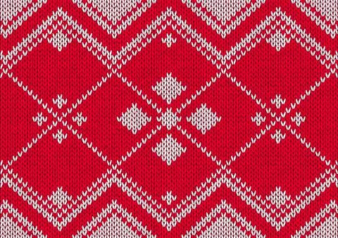 Style seamless red and white knitted pattern イラスト素材