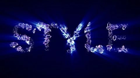 Style - text of diamonds with blue light rays Stockillustratie
