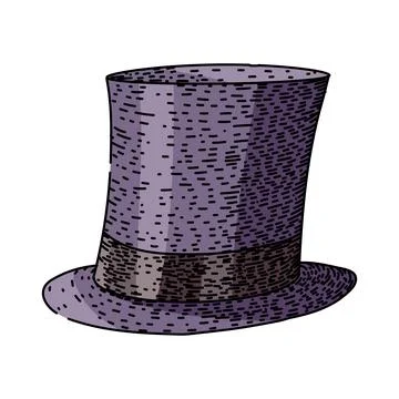 Style top hat sketch hand drawn vector Stock Illustration