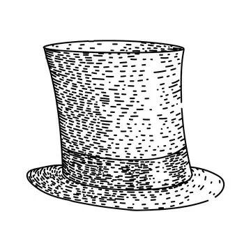 Style top hat sketch hand drawn vector Stock Illustration