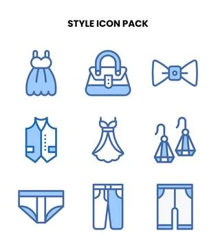 Style Two Colour Design Icons Pack Stock Illustration