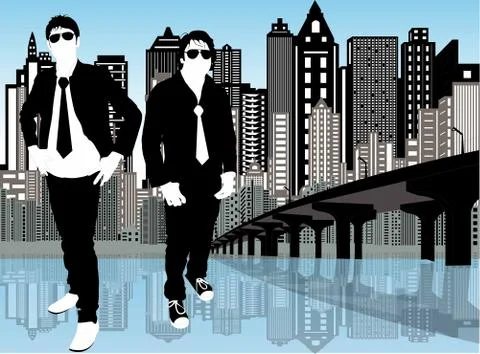 Style of urban guys Stock Illustration
