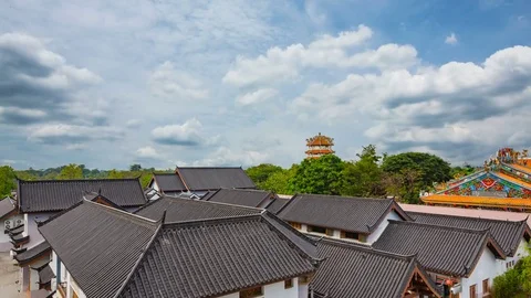 Style village sights are China, Stock Footage