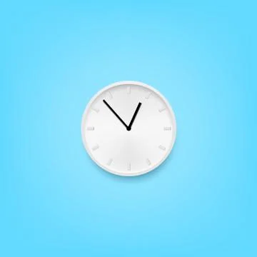Style White Wall Clock Hanging On Blue Wall Ilustração Stock