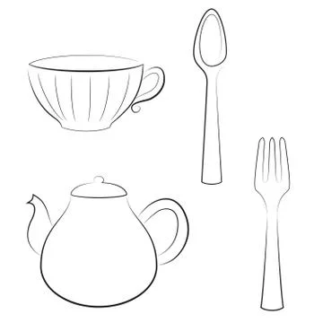 Styled set of kitchen utensils. 스톡 일러스트