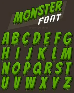 Styled Vector A-Z Font Set with a fun cartoony graphic style - Monster Font Stock-Illustration