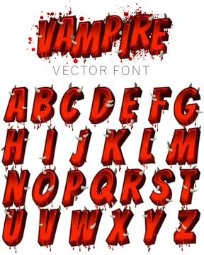 Styled Vector A-Z Font Set with a fun cartoony graphic style - Vampire Font Stock Illustration