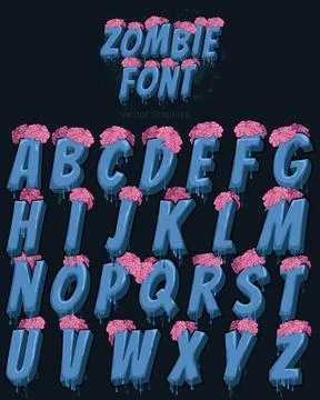 Styled Vector A-Z Font Set with a fun cartoony graphic style - Zombie Font Stock-Illustration