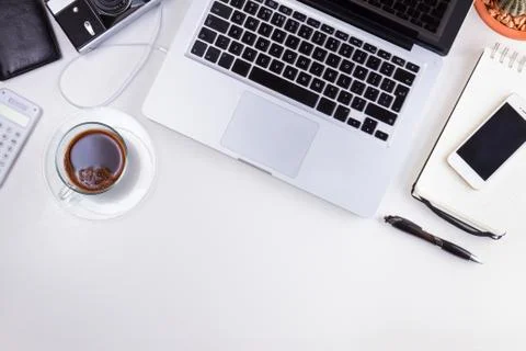 Styled workspace with laptop Stock Photos