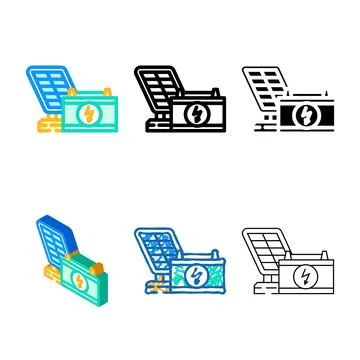 Styles battery solar panel color icon vector Ilustración de archivo
