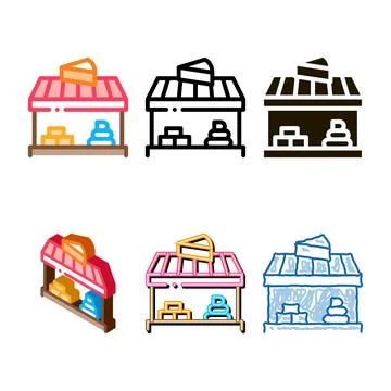 Styles cheese shop icon vector outline Illustrazione stock