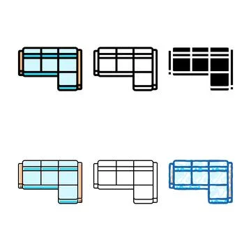 Styles corner sofa top view color icon vector イラスト素材