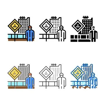 Styles engineer on construction yard color icon vector Illustrazione stock
