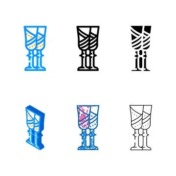 Styles goblets for bride and groom drink color icon vector Stock Illustration