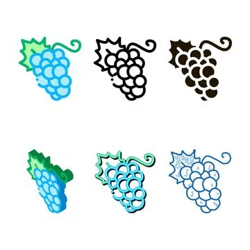 Styles grape berries icon vector outline Stock Illustration