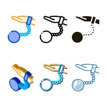 Styles hand chained to load icon vector outline Stock Illustration