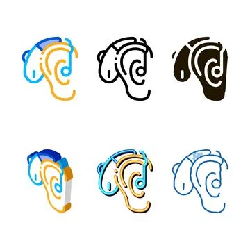 Styles hearing aid icon vector outline Stock Illustration