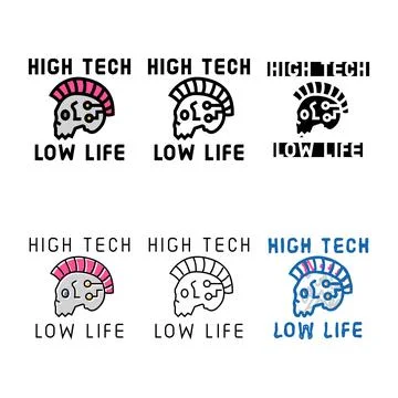 Styles high tech low life cyberpunk color icon vector Stock Illustration