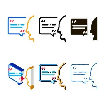 Styles human speaking icon vector outline Illustration