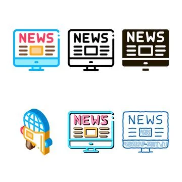 Styles internet news icon vector outline Stock Illustration