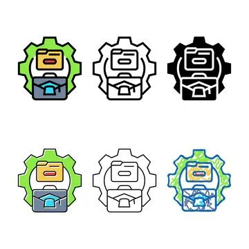 Styles knowledge management business process color icon vector Illustrazione stock