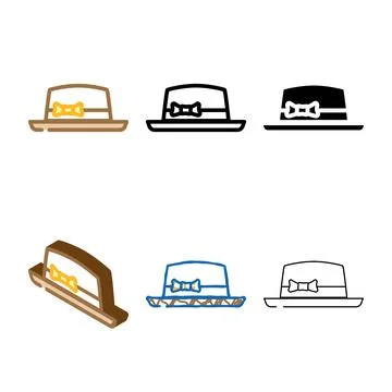 Styles pork pie hat cap color icon vector Stock Illustration