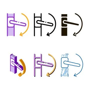 Styles push handle to open window closure icon vector outline Illustration