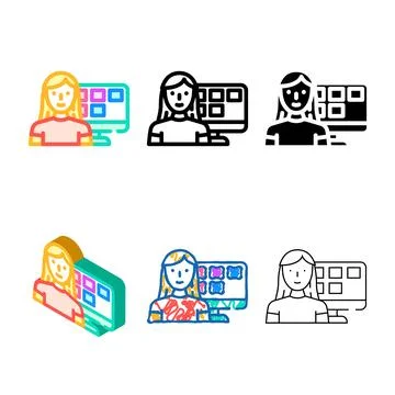 Styles remote freelancing color icon vector Stock Illustration