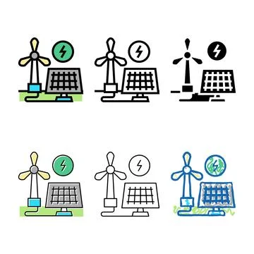 Styles solar panel energy saving color icon vector Stock Illustration