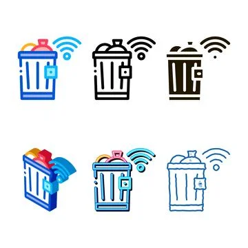 Styles trash bin icon vector outline Stock Illustration
