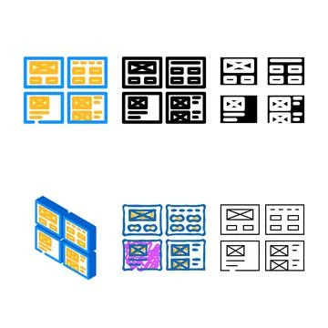 Styles wireframe ux ui design color icon vector Stock Illustration