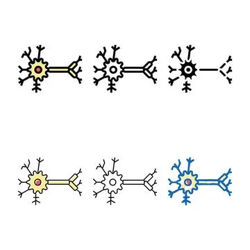 Styleset biological model neural network color icon vector Stock Illustration