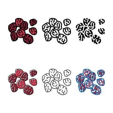 Styleset cherry dried fruit color icon vector Stock Illustration