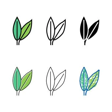 Styleset cherry leaf color icon vector Stock Illustration