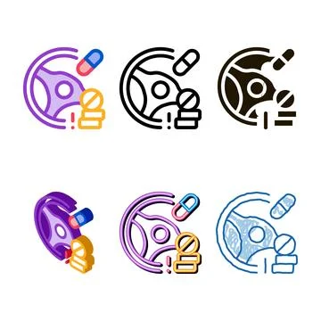 Styleset dope driving icon vector outline Stock Illustration