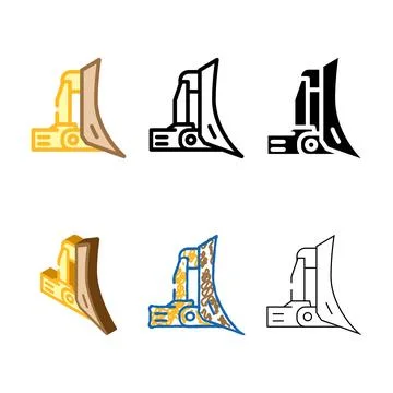 Styleset dozer blade construction vehicle color icon vector Stock Illustration