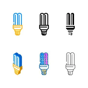 Styleset energy save light bulb color icon vector Stock Illustration