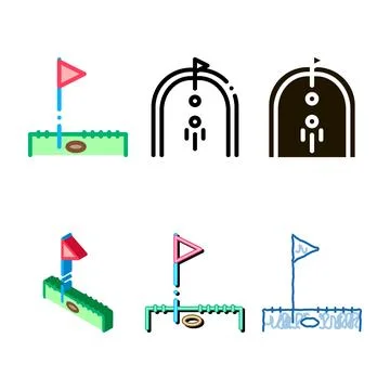 Styleset golf play field icon vector outline Stock Illustration