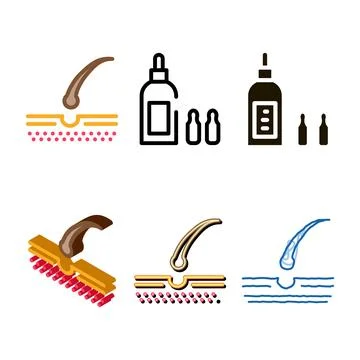 Styleset growing hair icon vector outline Stock Illustration