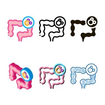 Styleset gut in stomach icon vector outline Stock Illustration