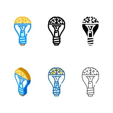 Styleset idea brain human color icon vector Stock Illustration