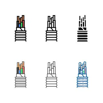 Styleset main feeder wire cable color icon vector Stock-Illustration