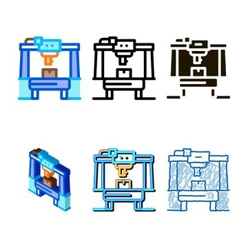 Styleset manufacturing machine icon vector outline Stock Illustration