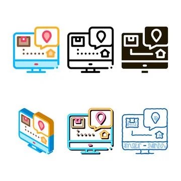 Styleset parcel destination postal transportation company icon vector Stock Illustration