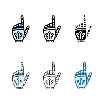Styleset press click robot hand gesture color icon vector Stock Illustration