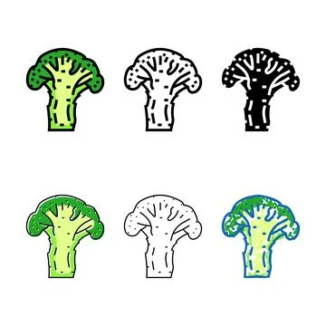 Styleset slice broccoli color icon vector Stock Illustration